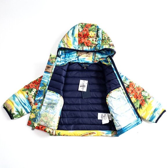 POLO RALPH LAUREN Hawaiian Print Down Toddler Boys Jacket Coat - Size 3T - New - Picture 5 of 8